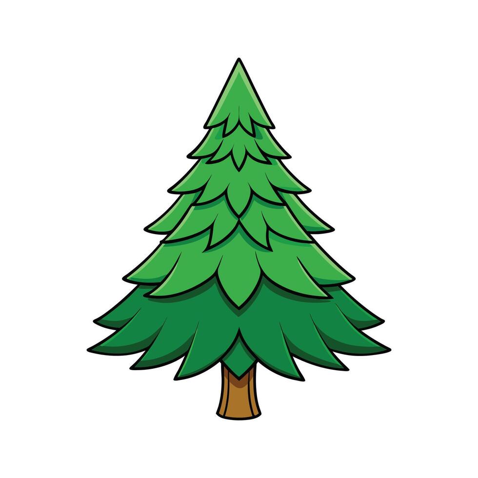 Outline Design of Bunya Pine Tree. Cartoon Art Tree Illustration. vector