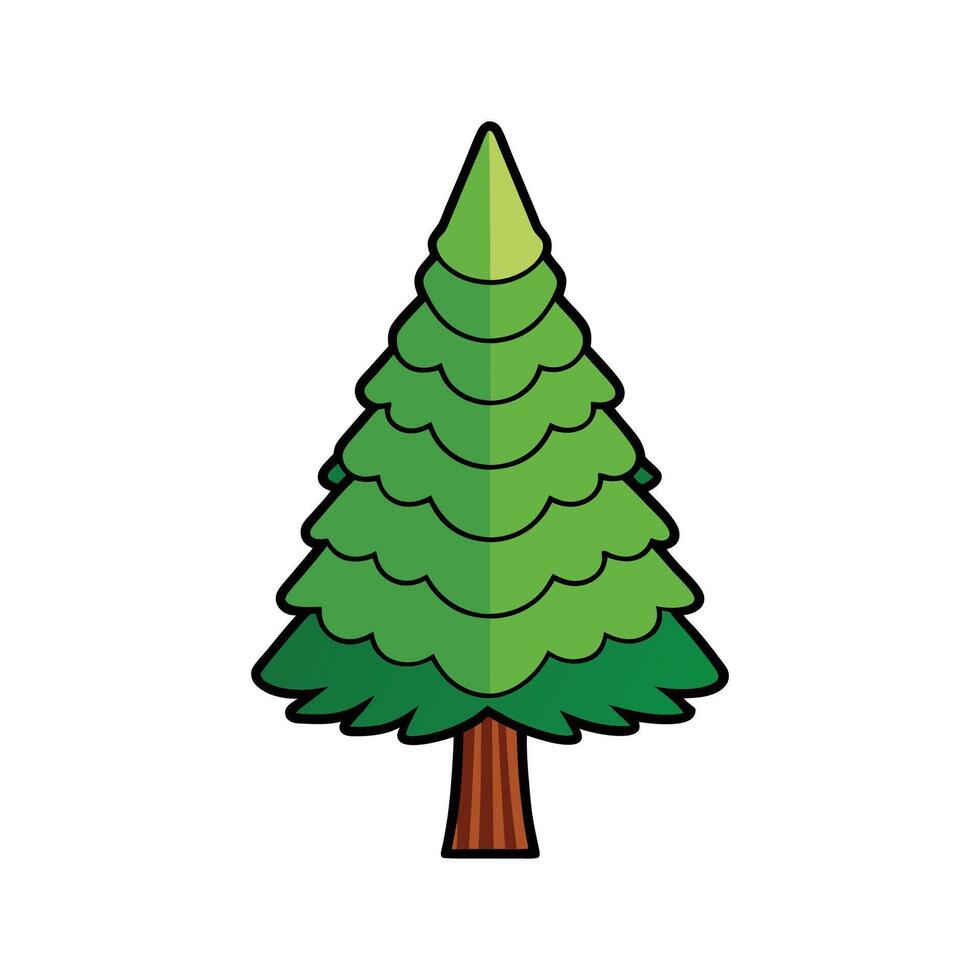 Artistic Outline of Bunya Pine. Cartoon Art Tree Illustration. vector