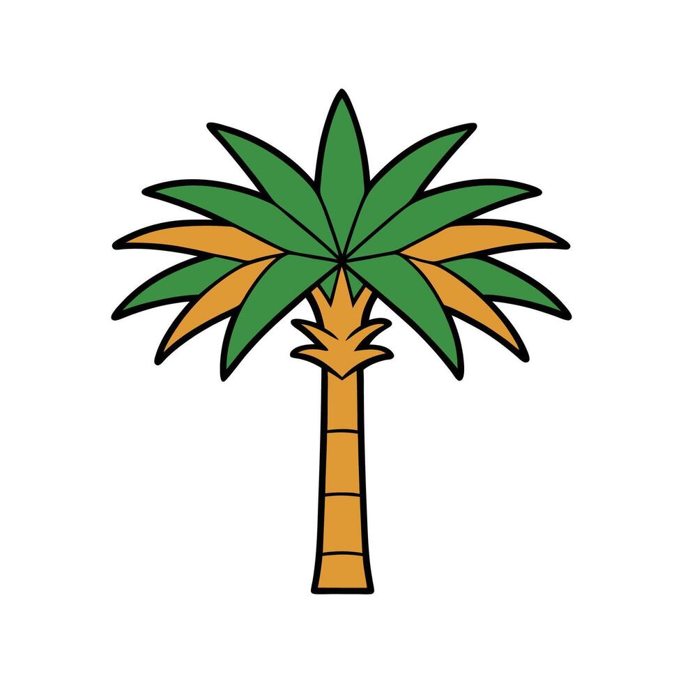 Artistic Outline Design of California Fan Palm. Cartoon Art Tree Illustration. vector