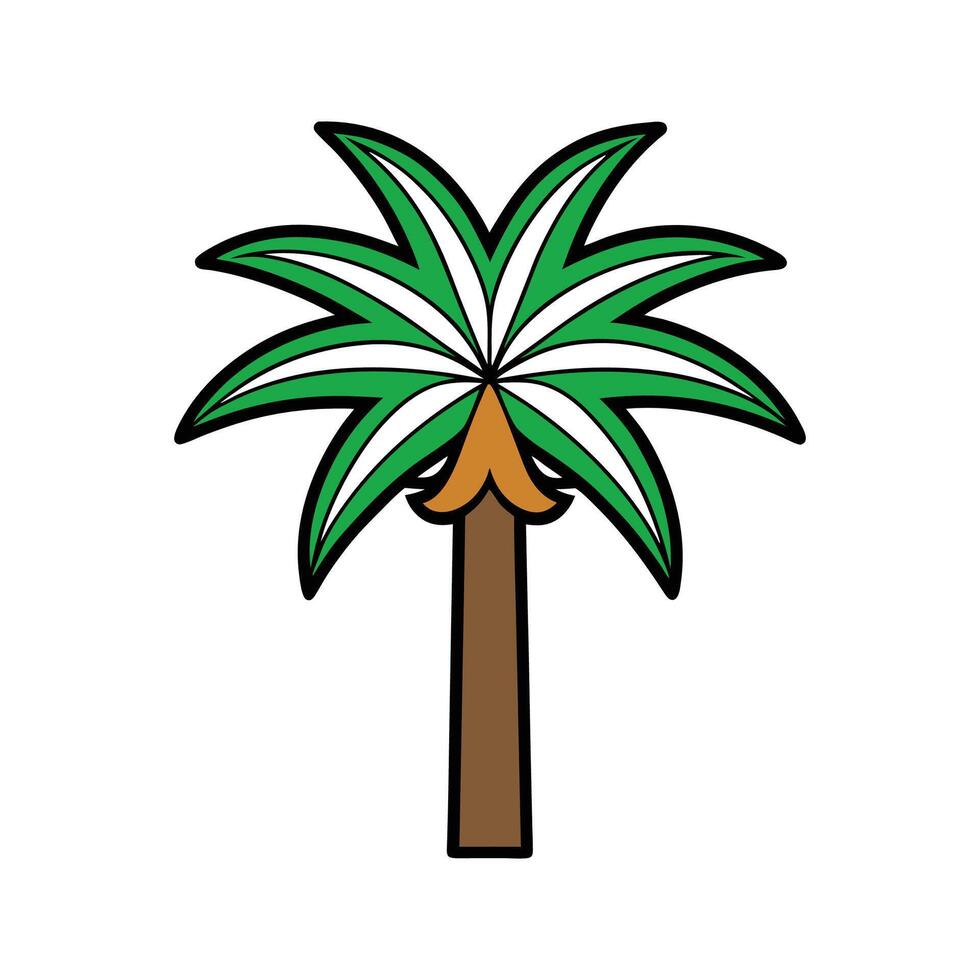 Stylized Outline of California Fan Palm Tree. Cartoon Art Tree Illustration. vector