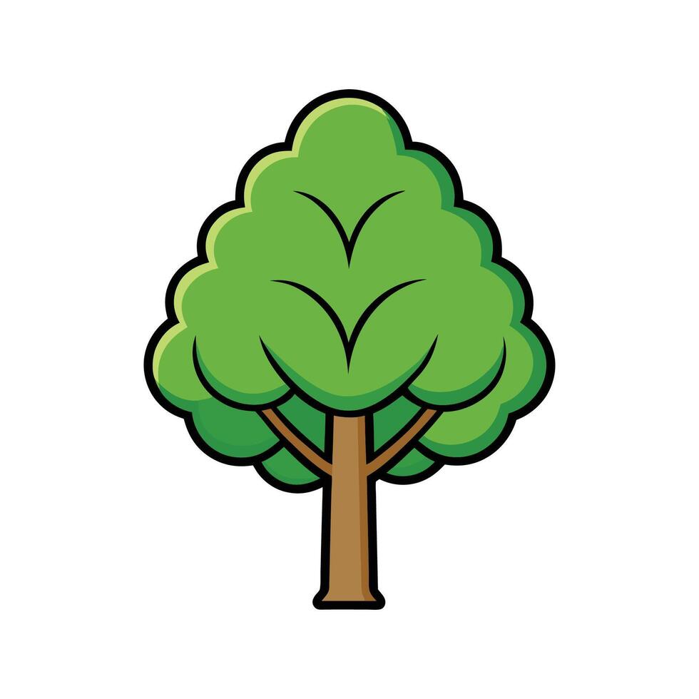 Bold Outline of California Laurel Tree. Cartoon Art Tree Illustration. vector