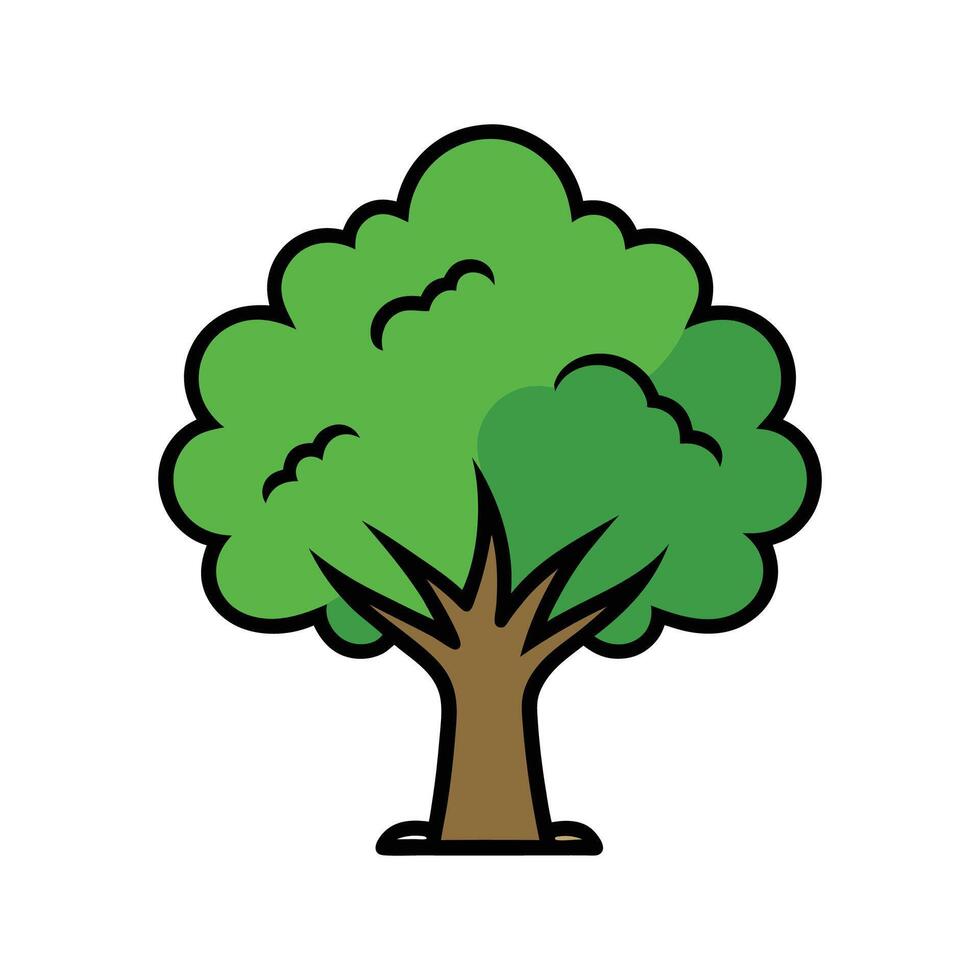 Outline Design of California Laurel Tree. Cartoon Art Tree Illustration. vector