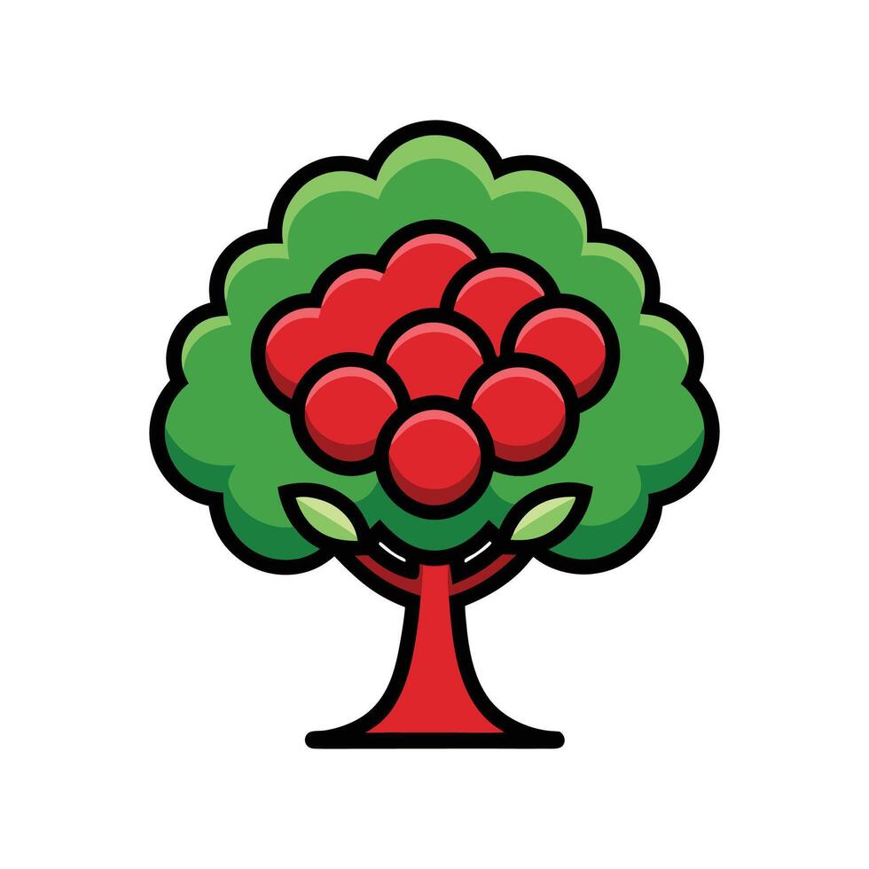 Stylized Outline of Carolina Cherry Laurel. Cartoon Art Tree Illustration. vector