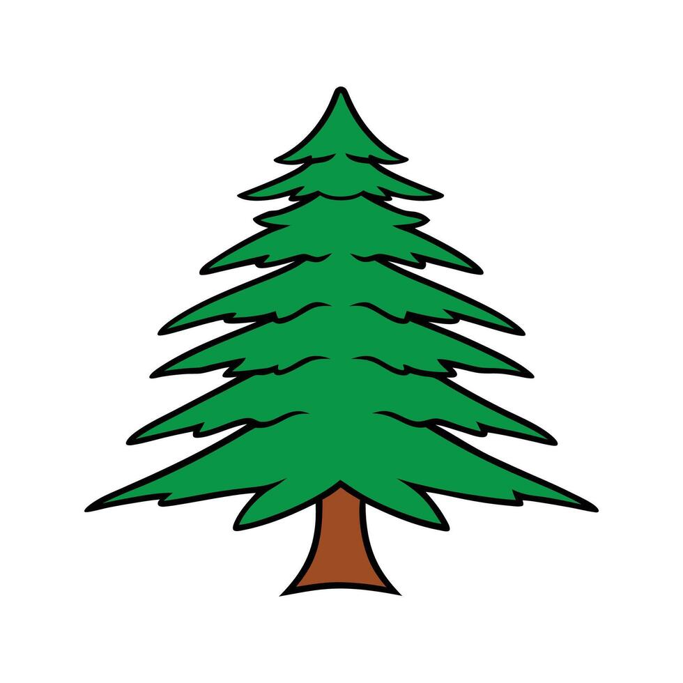 Design of Cedar of Lebanon Tree Outline. Cartoon Art Tree Illustration. vector