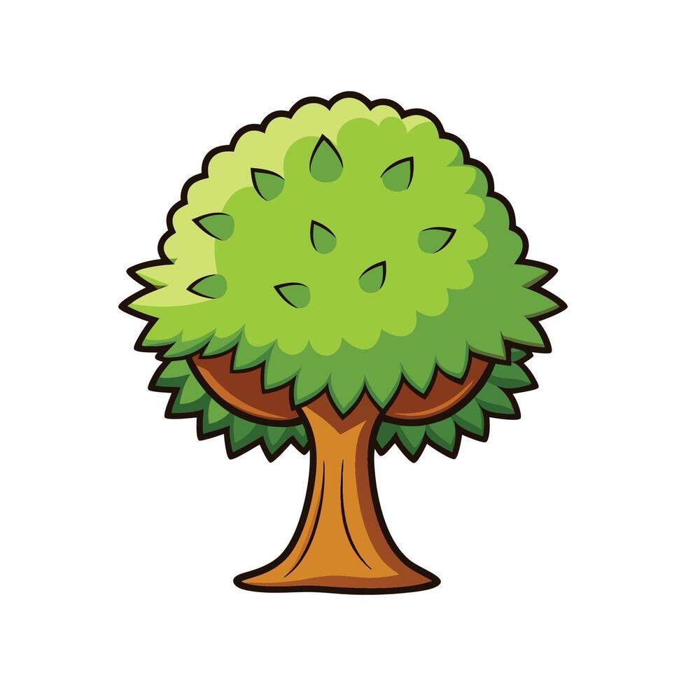 Bold Outline of Chestnut Tree. Cartoon Art Tree Illustration. vector