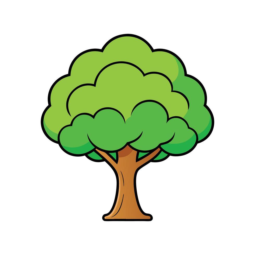 Elegant Chinese Pistache Tree Design. Cartoon Art Tree Illustration. vector