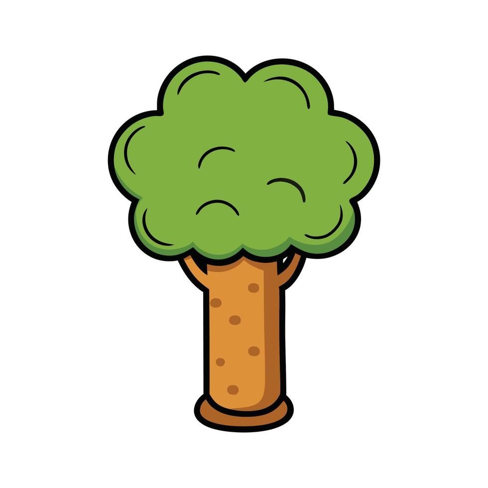Elegant Corkwood Tree Design with Bold Outline. Cartoon Art Tree Illustration. vector
