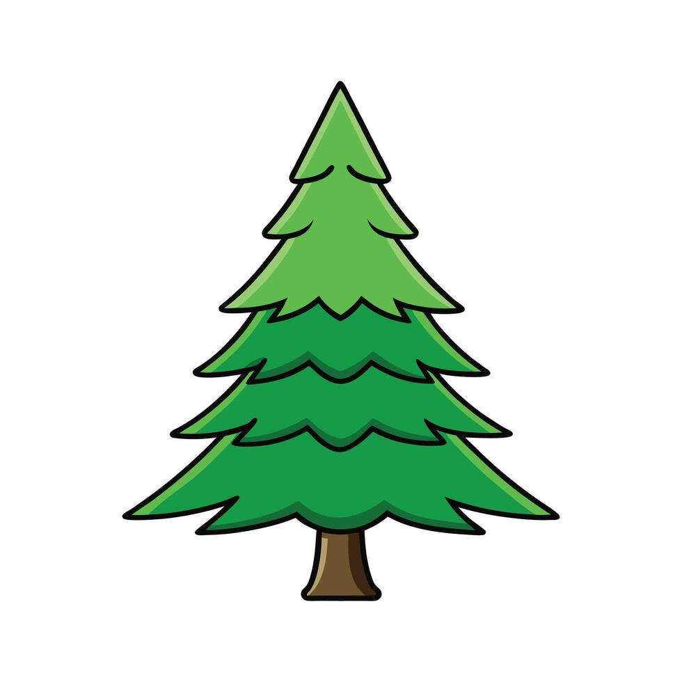 Artistic Outline of Cryptomeria Tree. Cartoon Art Tree Illustration. vector