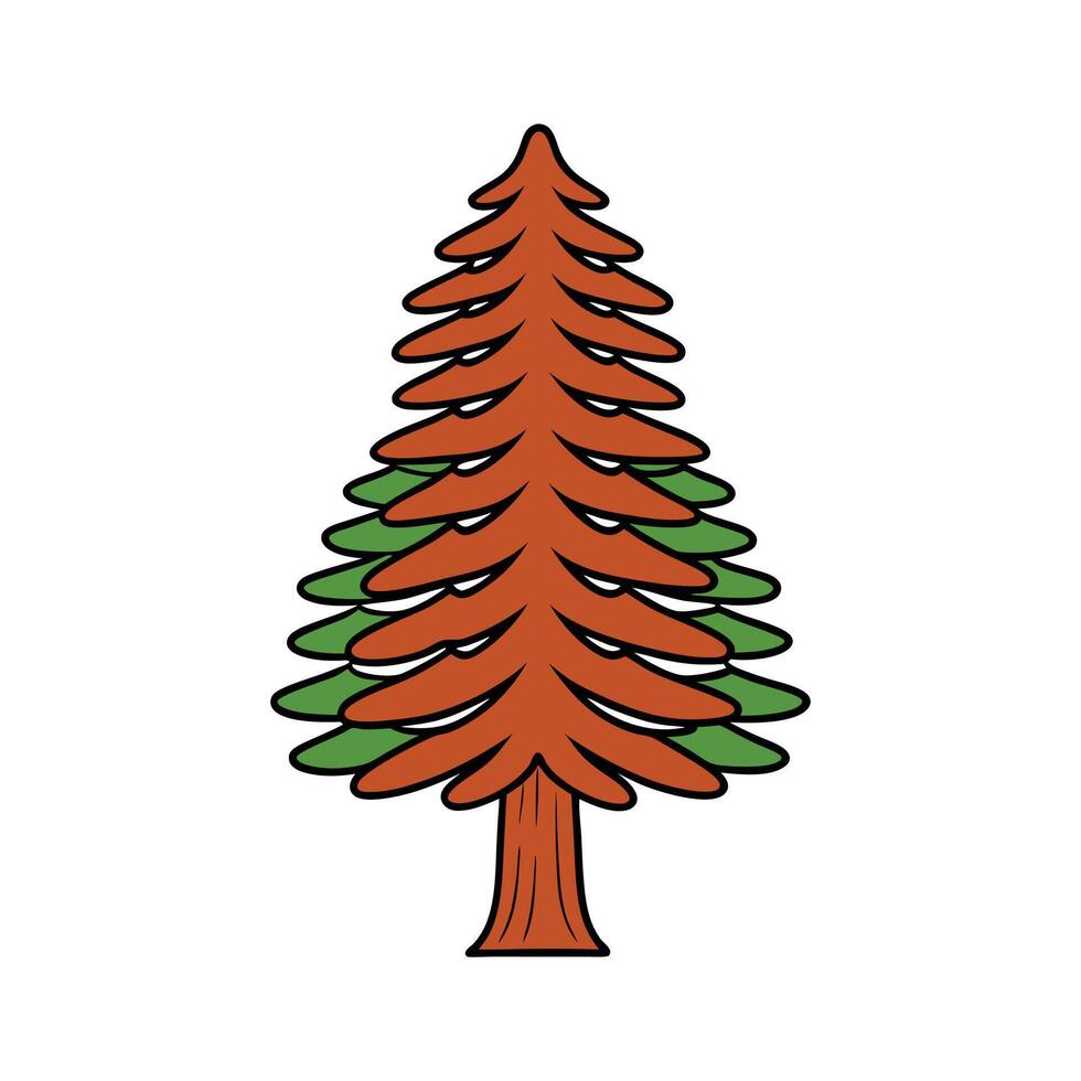 Stylish Dawn Redwood Tree Illustration. Cartoon Art Tree Illustration. vector