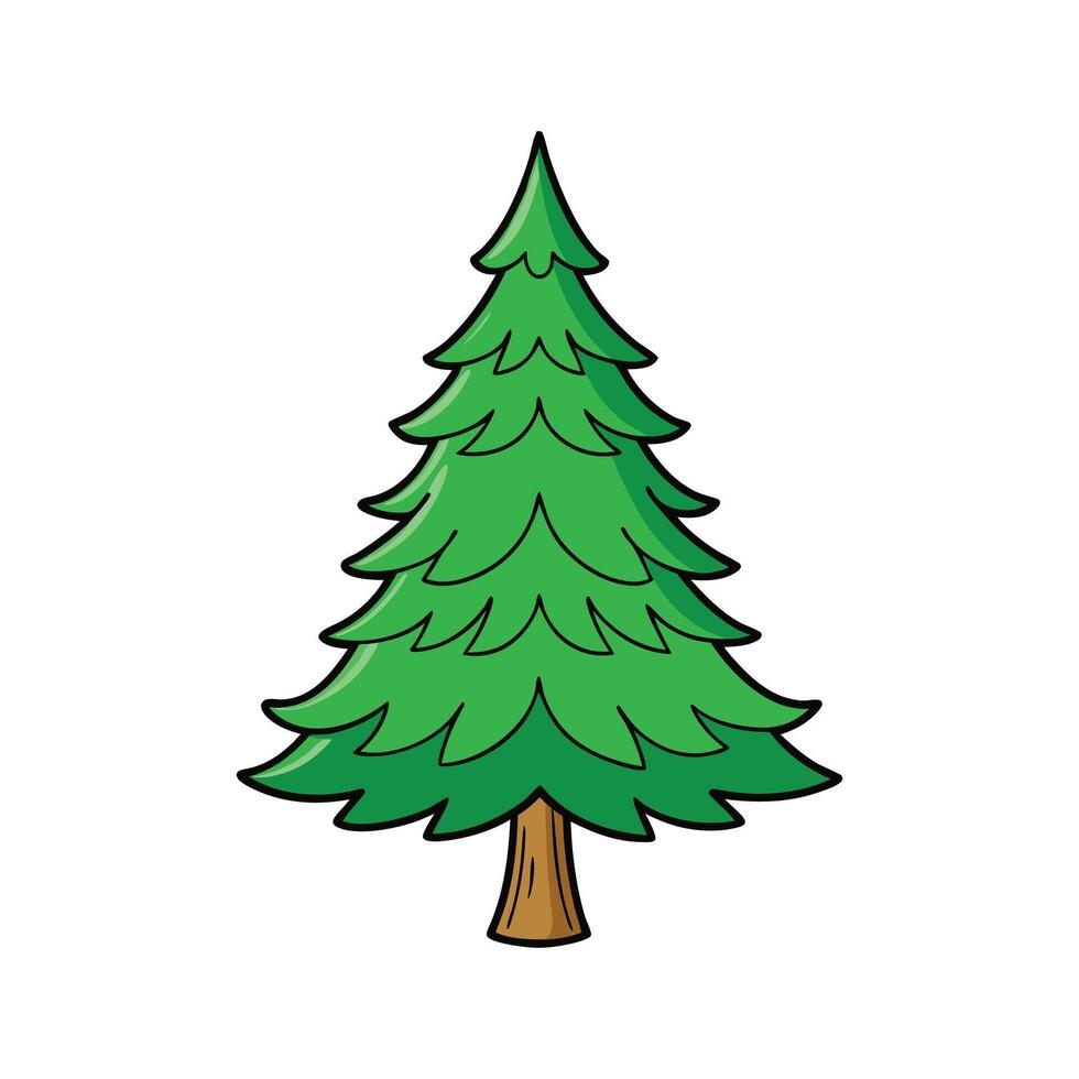 Artistic Outline of Douglas Fir Tree. Cartoon Art Tree Illustration. vector