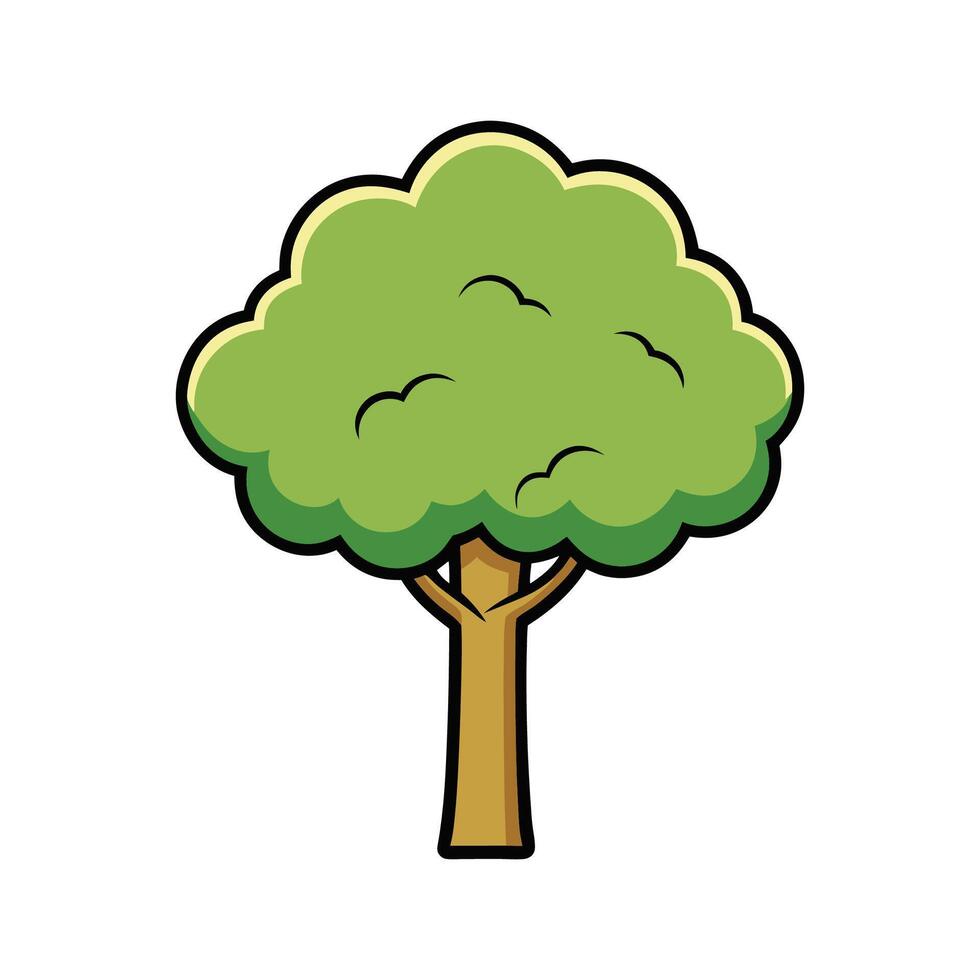 Elegant Eastern Cottonwood Tree Design Outline. Cartoon Art Tree Illustration. vector