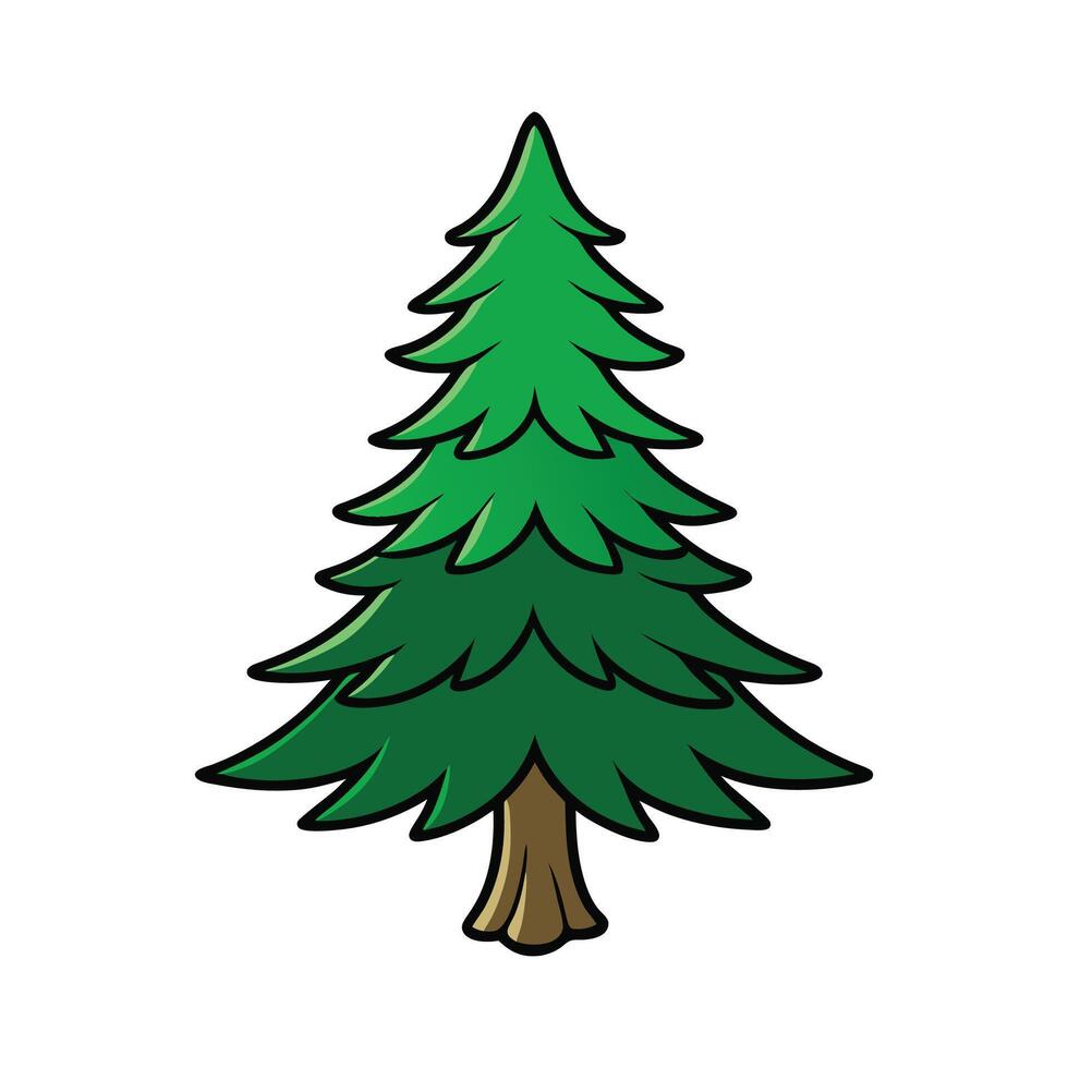 Eastern Hemlock Tree Bold Outline Design. Cartoon Art Tree Illustration. vector