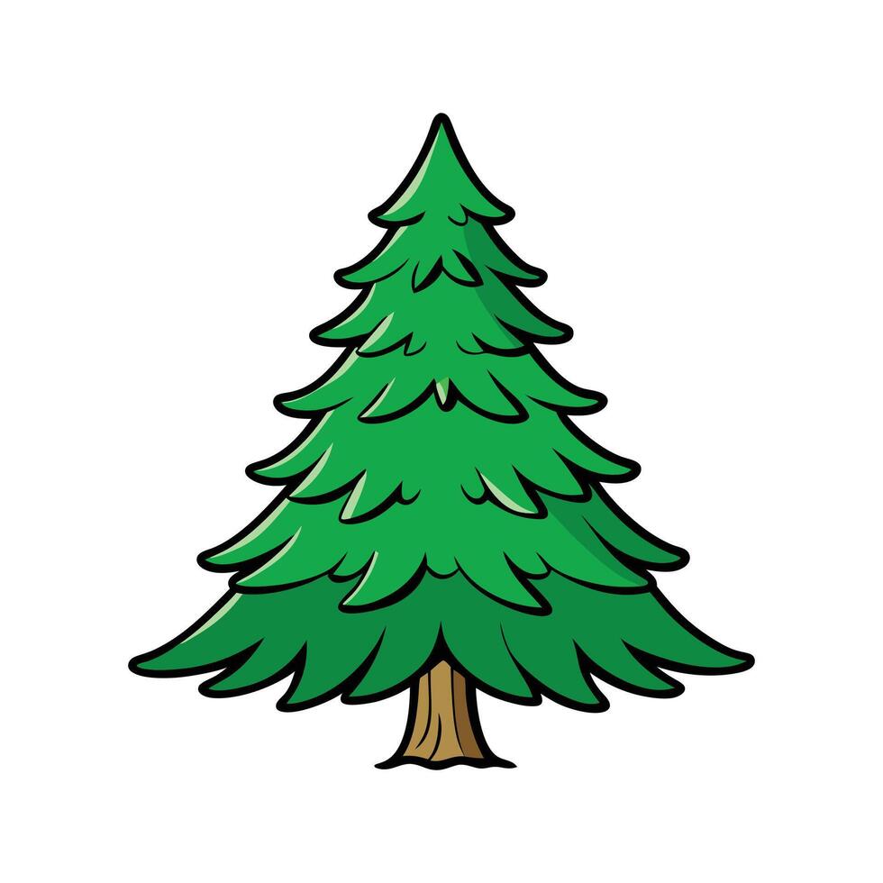 Artistic Outline of Eastern Hemlock Tree. Cartoon Art Tree Illustration. vector