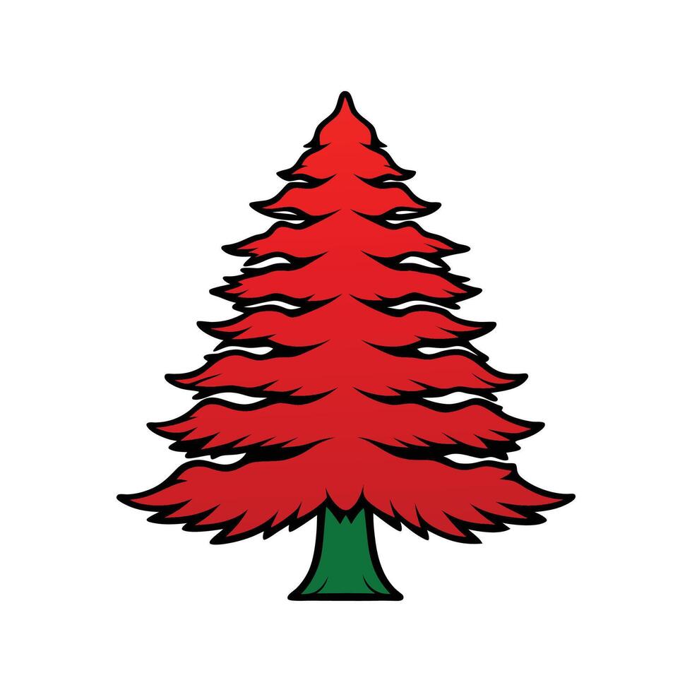 Artistic Outline of Eastern Red Cedar Tree. Cartoon Art Tree Illustration. vector
