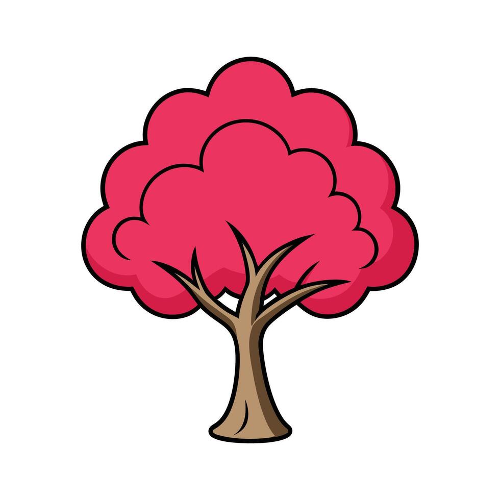 Artistic Outline of Eastern Redbud Tree. Cartoon Art Tree Illustration. vector