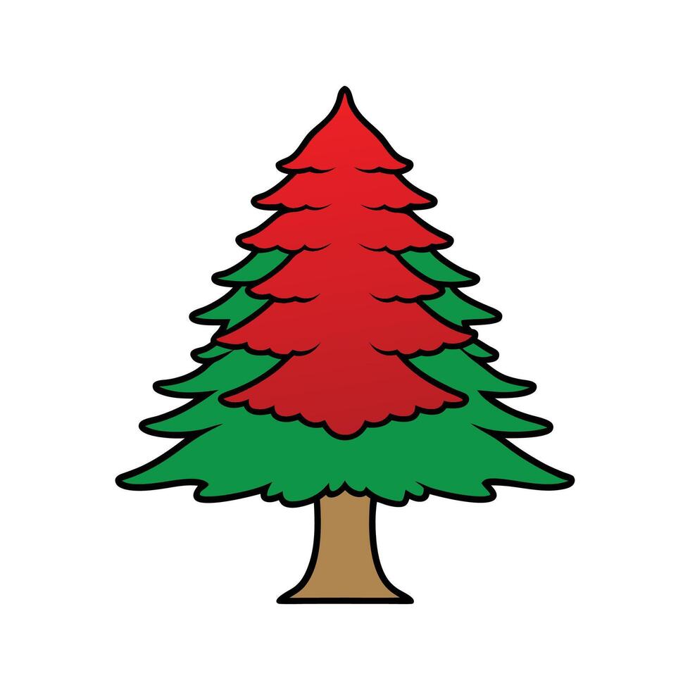 Elegant Eastern Red Cedar Tree Design Outline. Cartoon Art Tree Illustration. vector