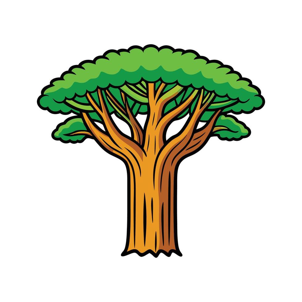 Artistic Outline of Florida Strangler Fig Tree. Cartoon Art Tree Illustration. vector