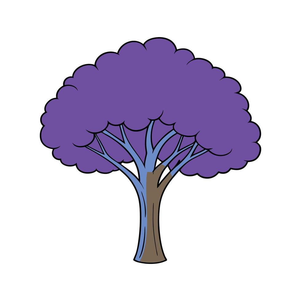 Stylish Jacaranda Tree Illustration. Cartoon Art Tree Illustration. vector