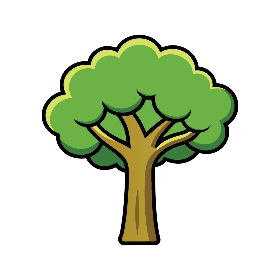 Stylish Kapok Tree Illustration. Cartoon Art Tree Illustration. vector
