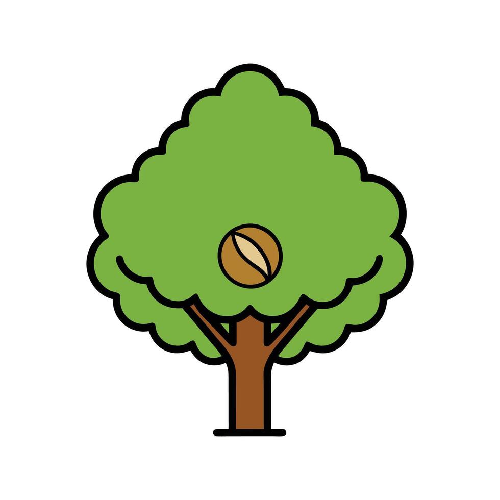 Kentucky Coffee Tree Bold Outline Unique Design. Cartoon Art Tree Illustration. vector