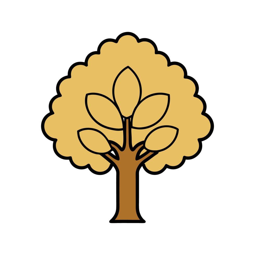 Stylish Kentucky Coffee Tree Illustration. Cartoon Art Tree Illustration. vector