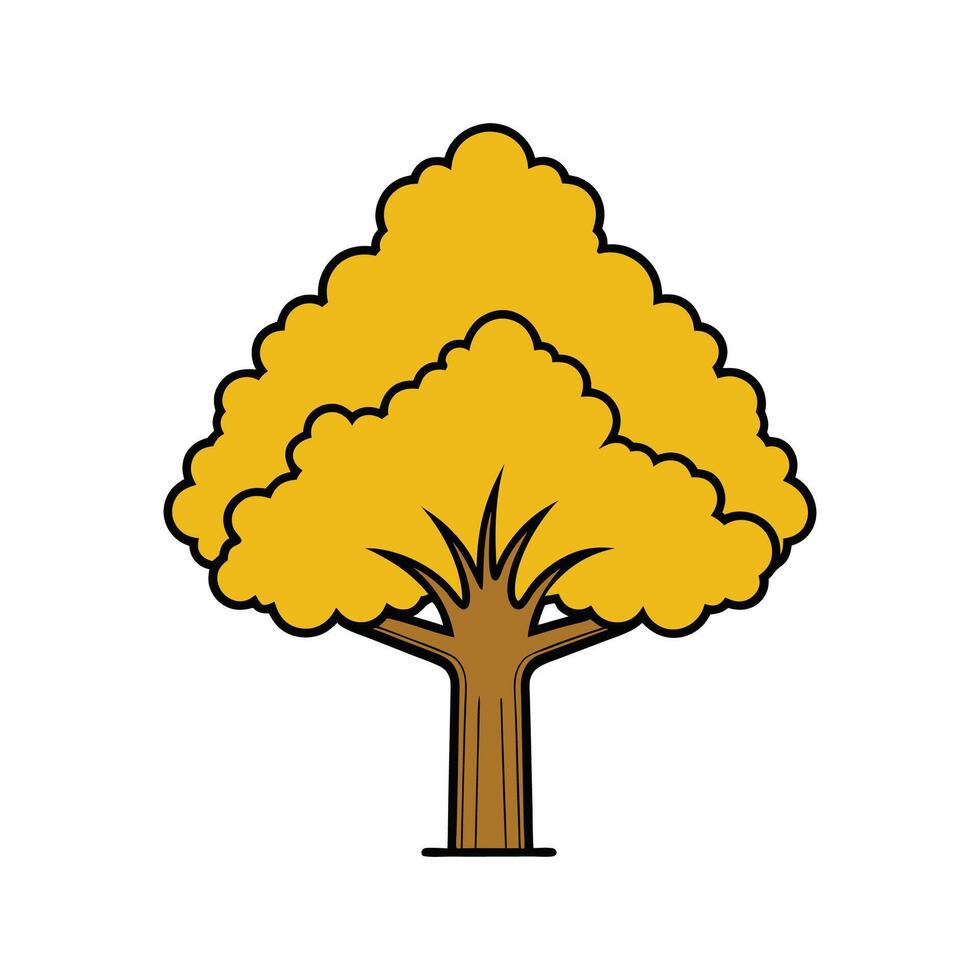 Kentucky Yellowwood Tree Bold Outline Unique Design. Cartoon Art Tree Illustration. vector