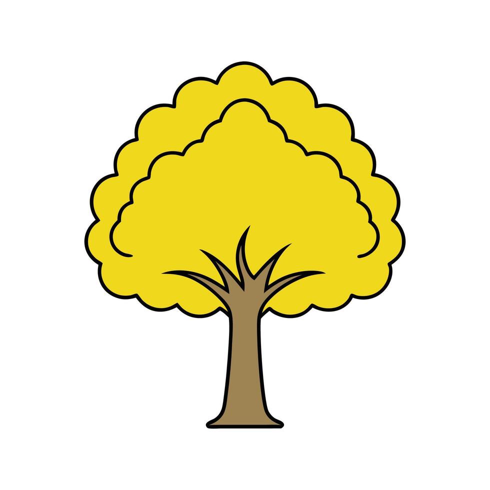 Elegant Kentucky Yellowwood Tree Design Outline. Cartoon Art Tree Illustration. vector