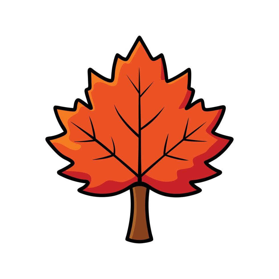 Bold Outline of Maple Tree Design. Cartoon Art Tree Illustration. vector