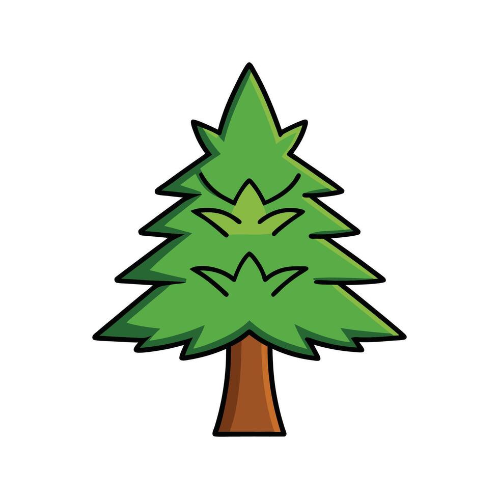 Creative Design of Monkey Puzzle Tree Outline. Cartoon Art Tree Illustration. vector