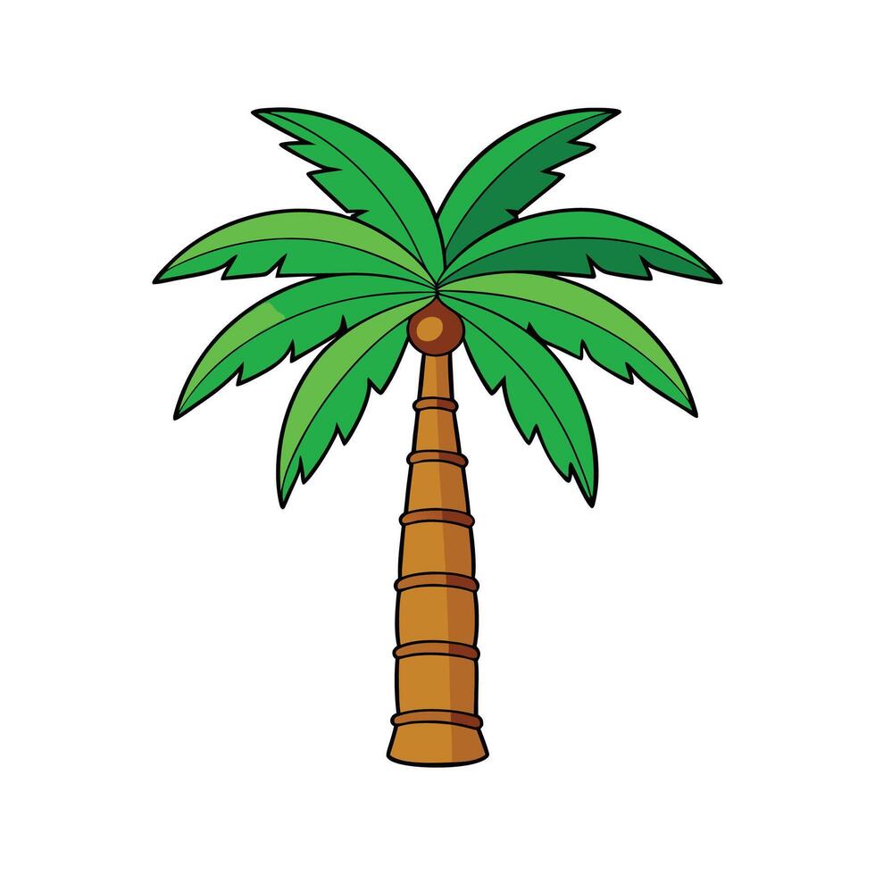 Queen Palm Tree Bold Outline Art. Cartoon Art Tree Illustration vector