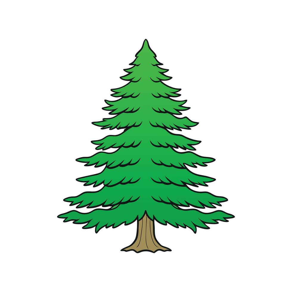 Creative Design of Eastern White Cedar Tree. Cartoon Art Tree Illustration. vector