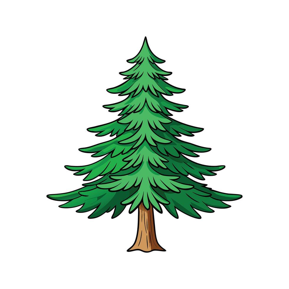 Stylized Outline of Eastern Hemlock Tree. Cartoon Art Tree Illustration. vector