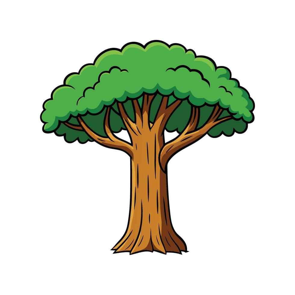 Stylized Outline of Florida Strangler Fig. Cartoon Art Tree Illustration. vector