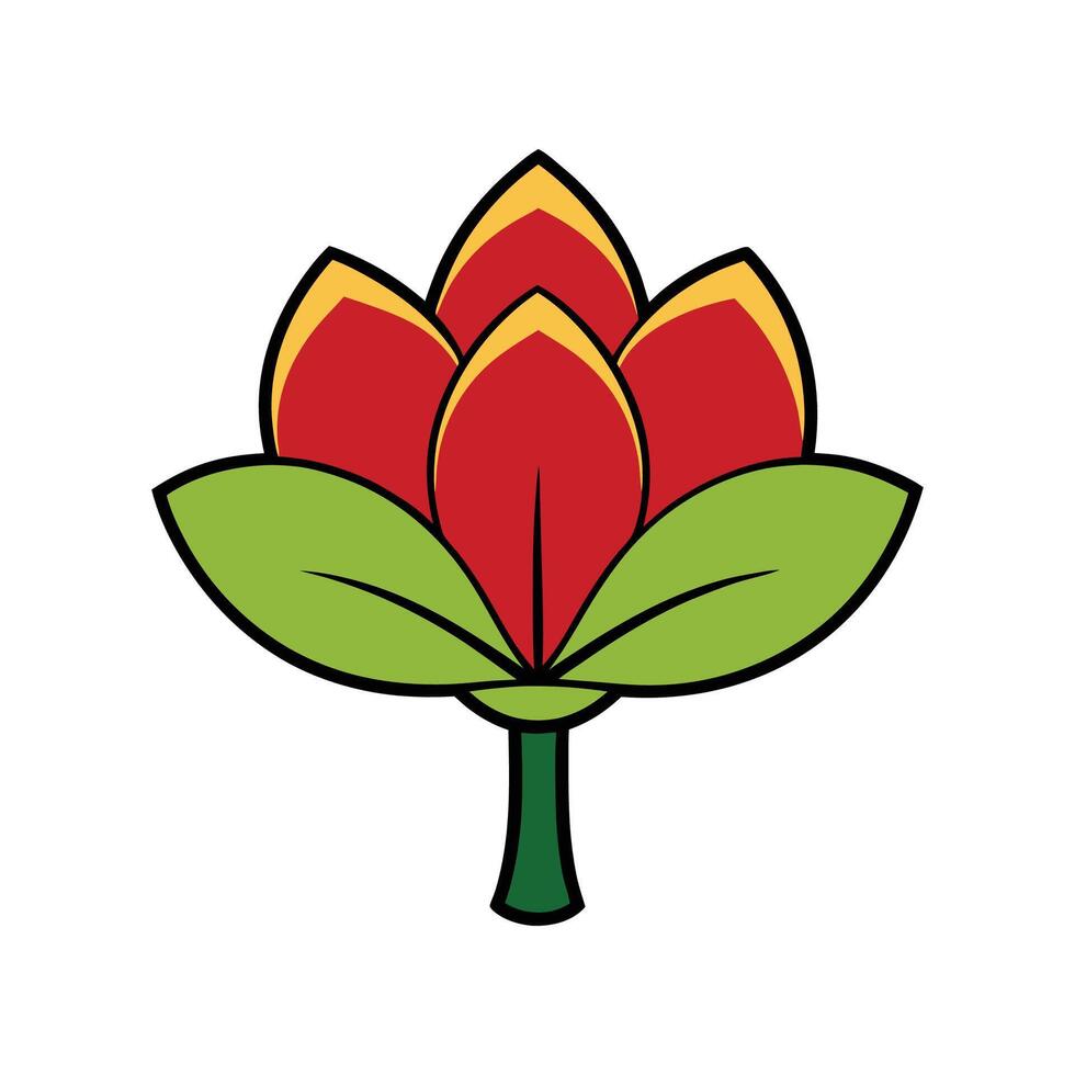 Indian Tulip Tree Bold Outline Art. Cartoon Art Tree Illustration. vector