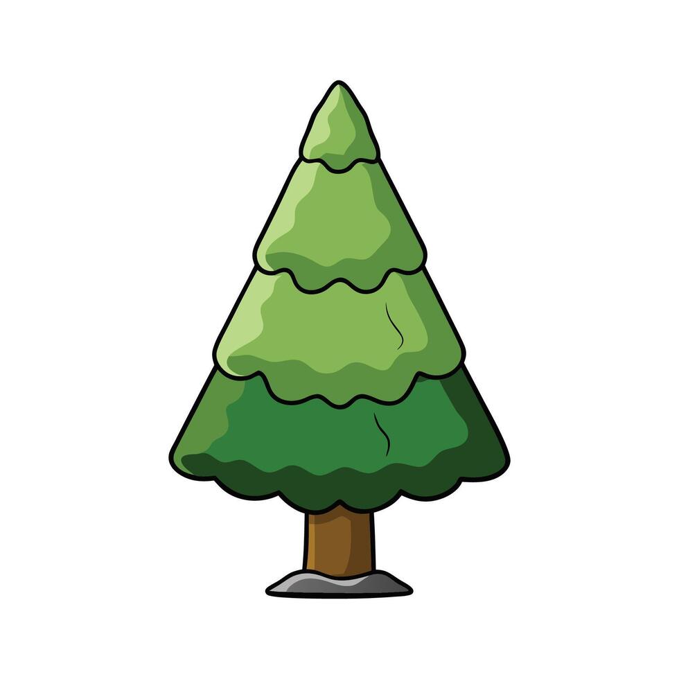 Creative Design of Italian Stone Pine Tree. Cartoon Art Tree Illustration. vector