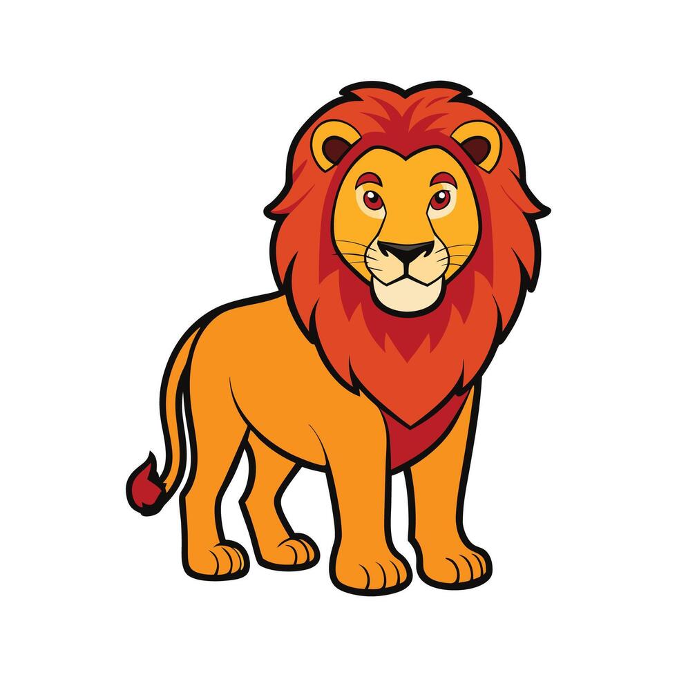 Stylized Outline of Lion Pride. Cartoon Art Tree Illustration. vector