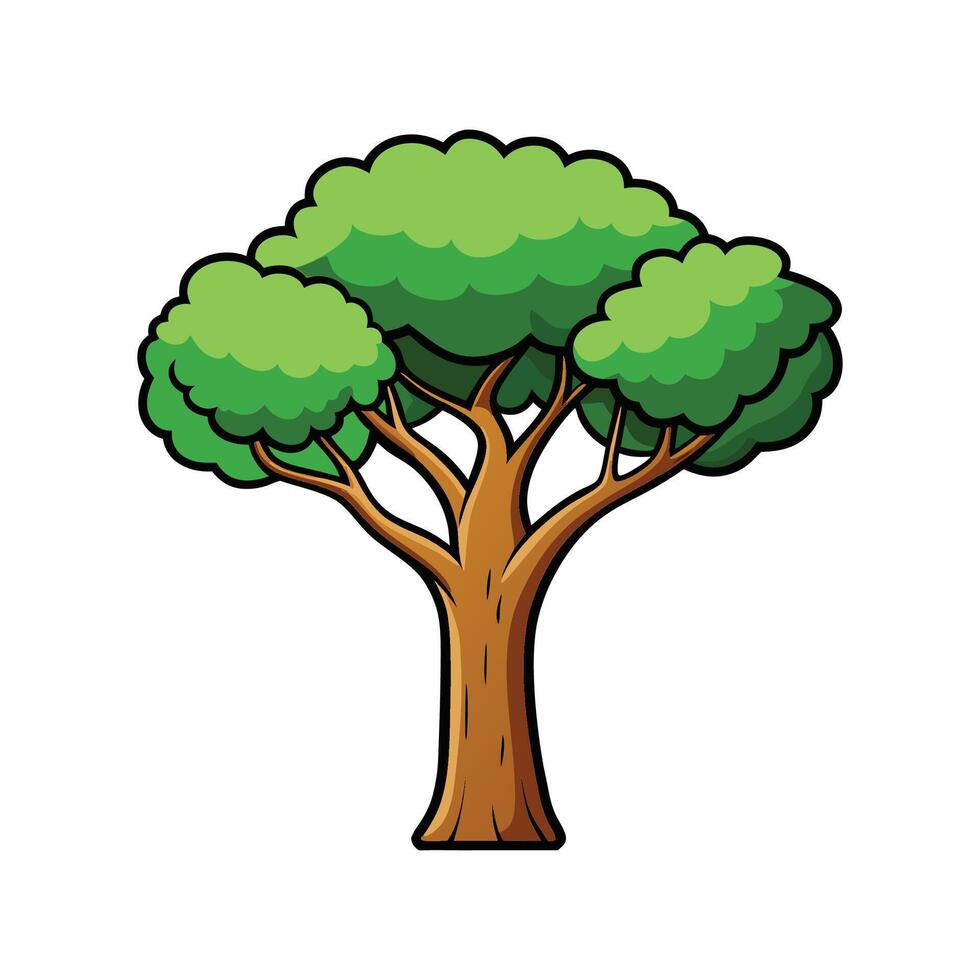 Creative Design of Madagascar Olive Tree. Cartoon Art Tree Illustration. vector