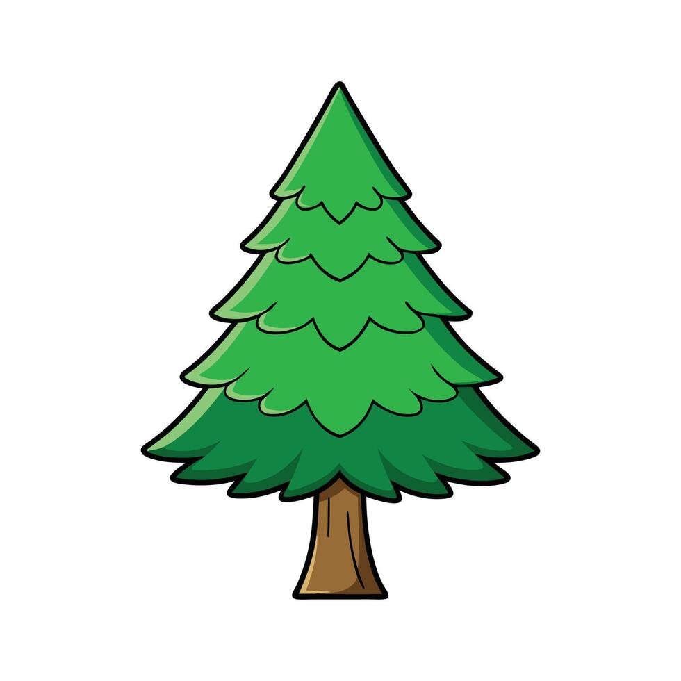 Sugar Pine Tree Artistic Design. Cartoon Art Tree Illustration. vector