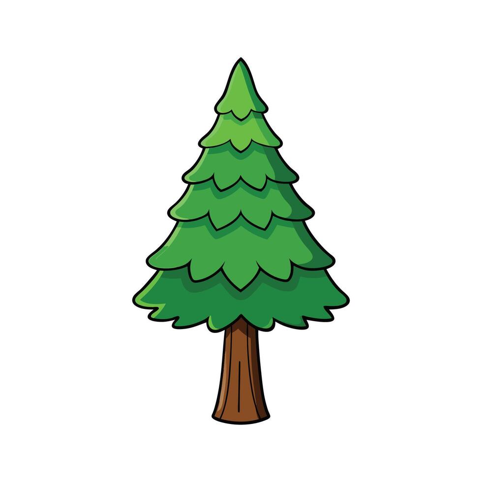 Vivid Sugar Pine Tree Design. Cartoon Art Tree Illustration. vector
