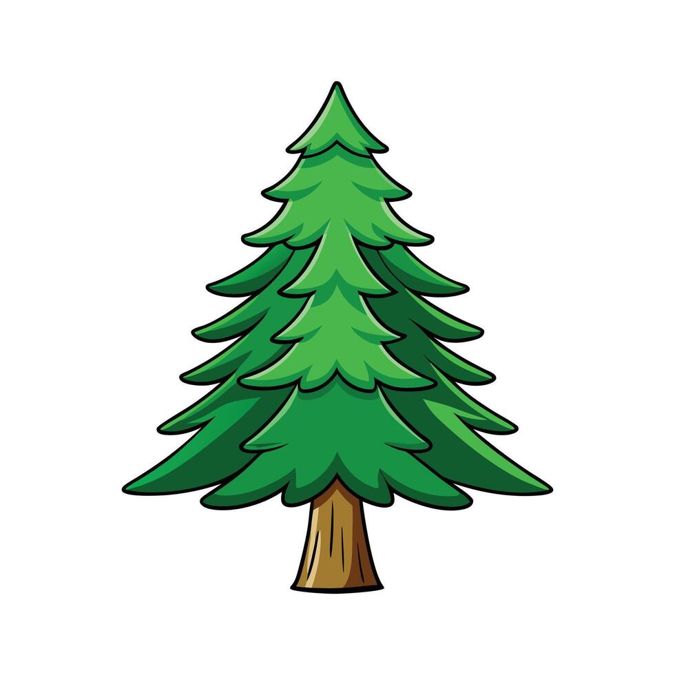 Stylized Sugar Pine Tree Illustration. Cartoon Art Tree Illustration. vector