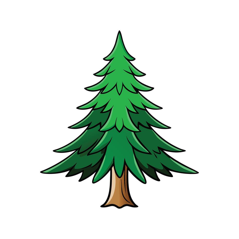 Vibrant Western Hemlock Tree Illustration. Cartoon Art Tree Illustration. vector
