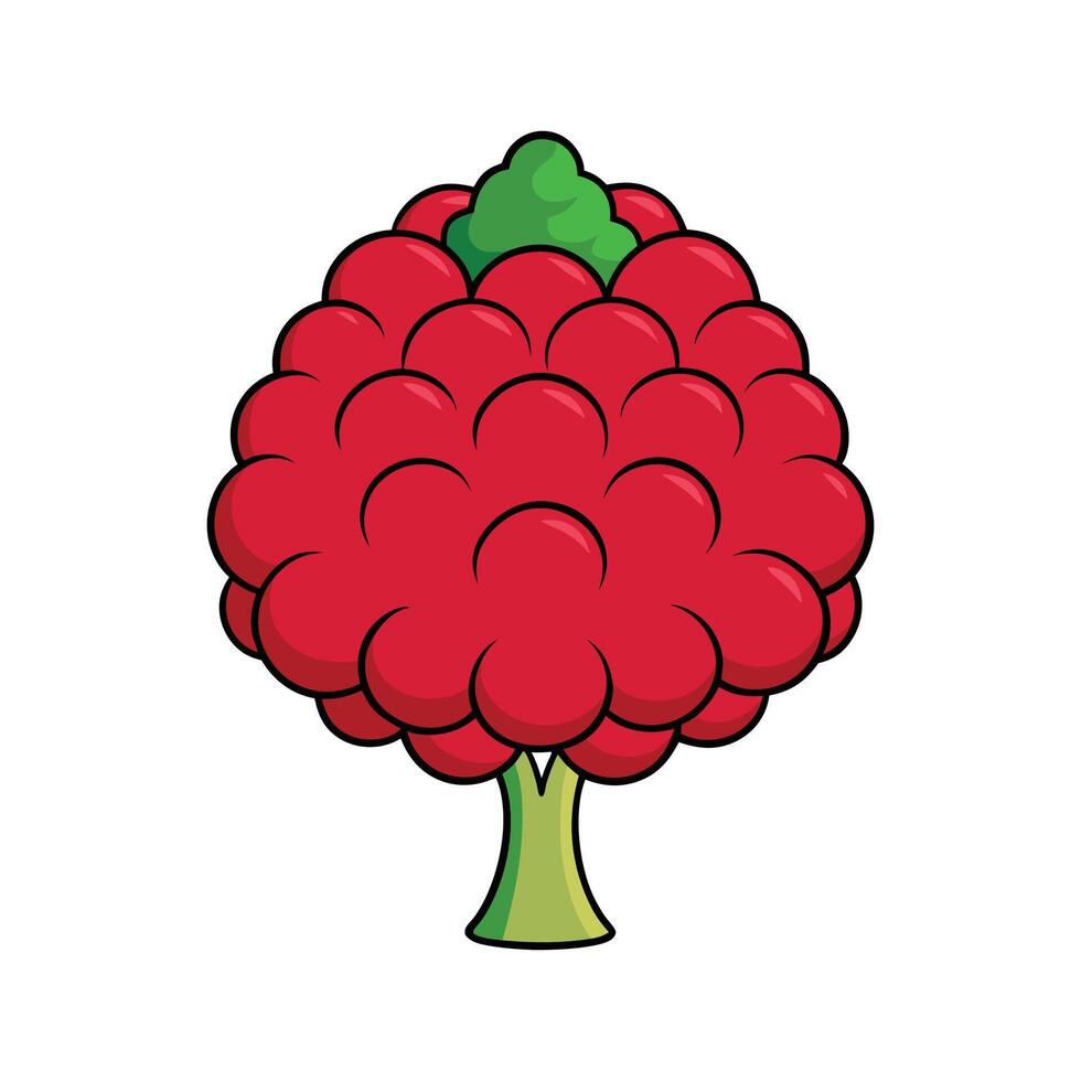 Stylized Red Mulberry Tree Design. Cartoon Art Tree Illustration. vector