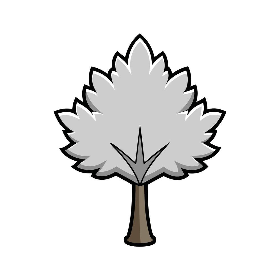 Silver Maple Tree Artistic Design. Cartoon Art Tree Illustration. vector