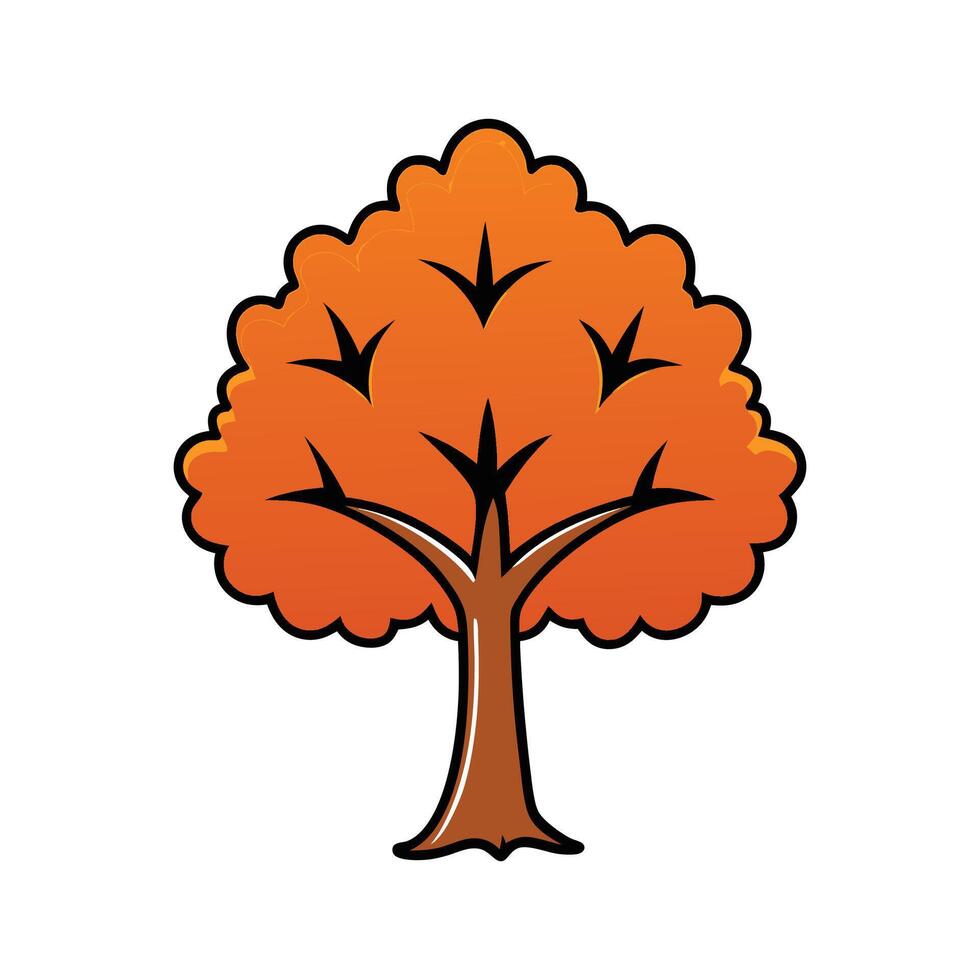 Sugar Maple Tree Artistic Design. Cartoon Art Tree Illustration. vector