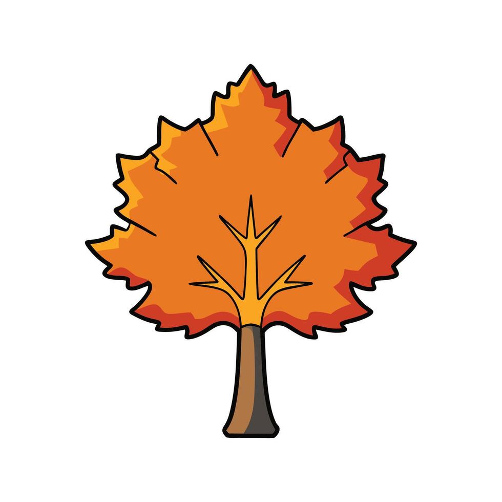 Sugar Maple Tree Design. Cartoon Art Tree Illustration. vector