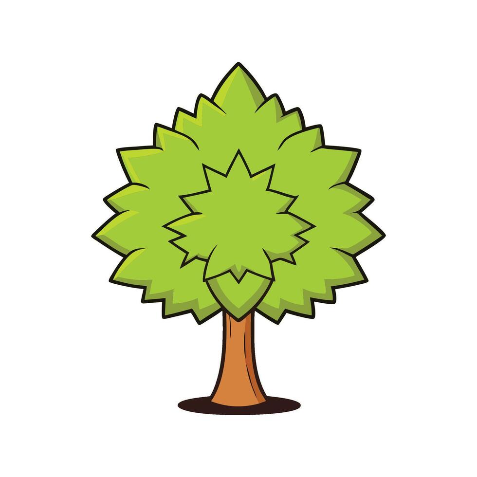 Sweet Gum Tree Artistic Design. Cartoon Art Tree Illustration. vector