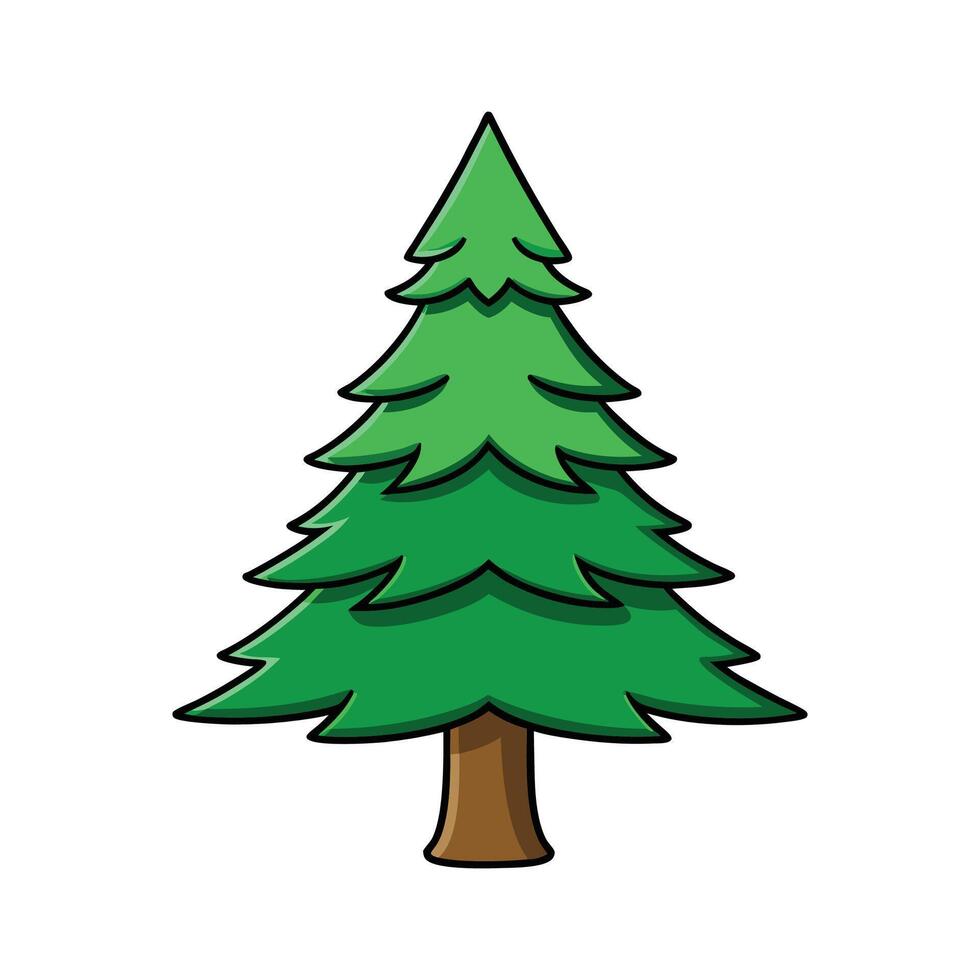 Tamarack Tree Artistic Design. Cartoon Art Tree Illustration. vector