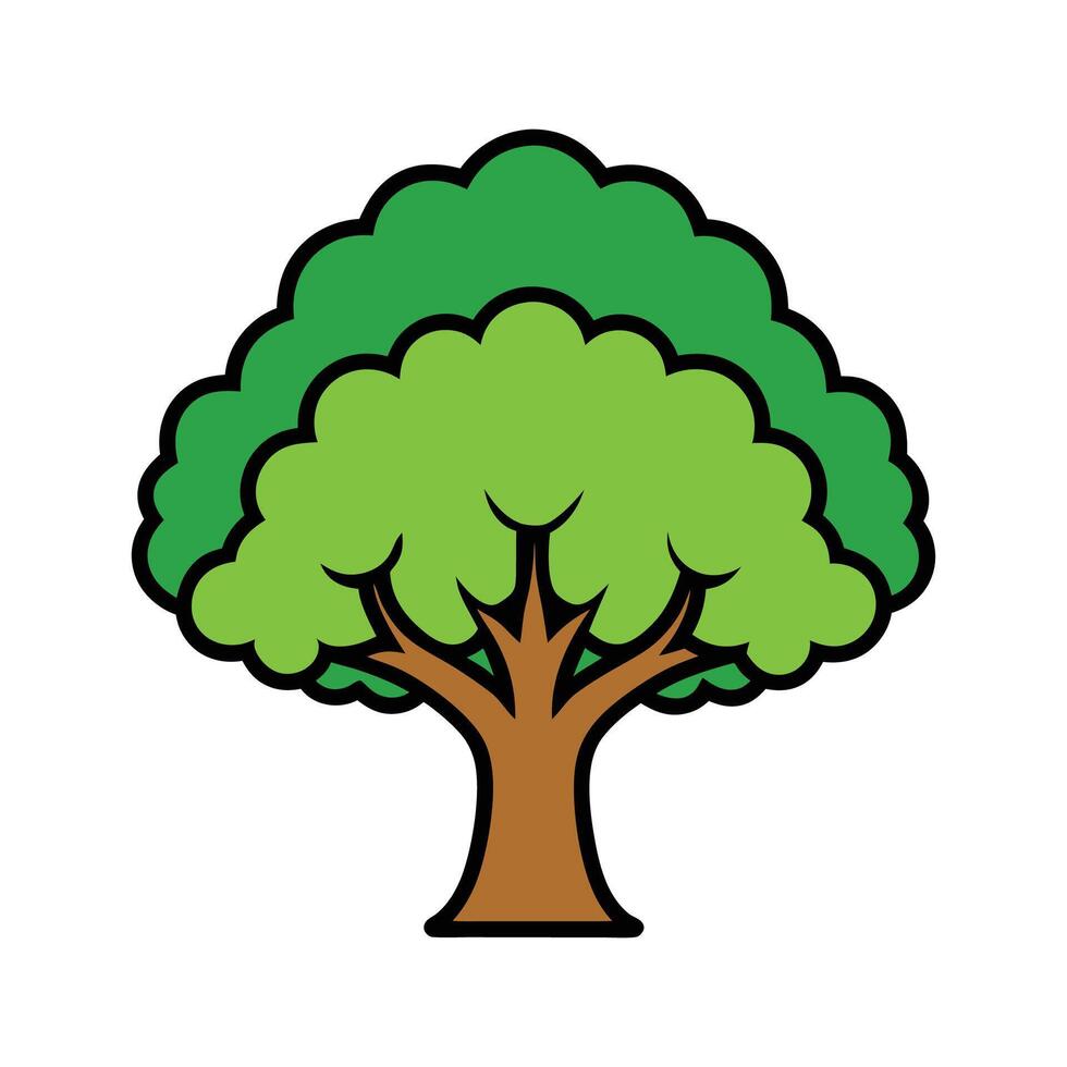 Texas Mountain Laurel Tree Design. Cartoon Art Tree Illustration. vector