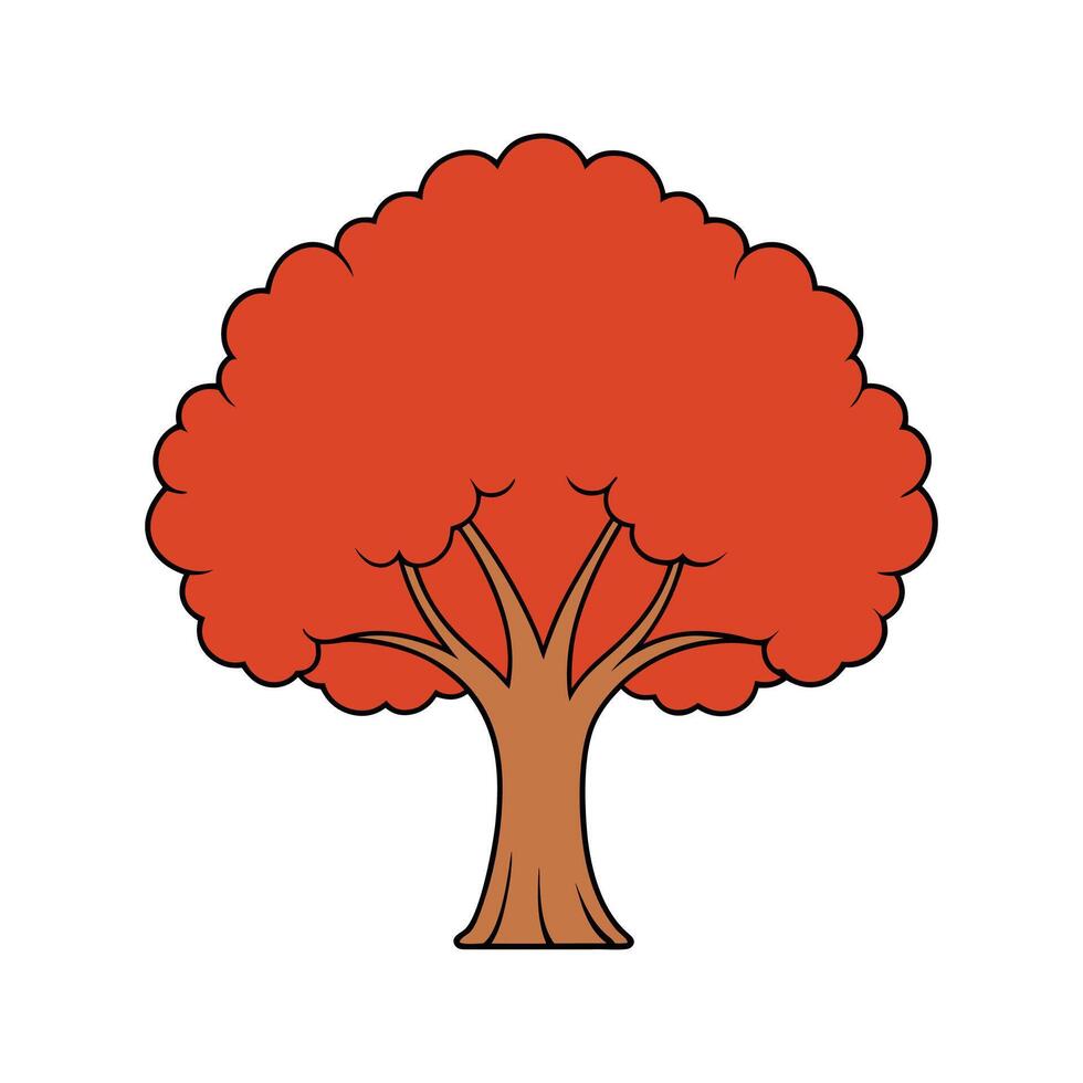 Texas Red Oak Tree Artistic Design. Cartoon Art Tree Illustration. vector