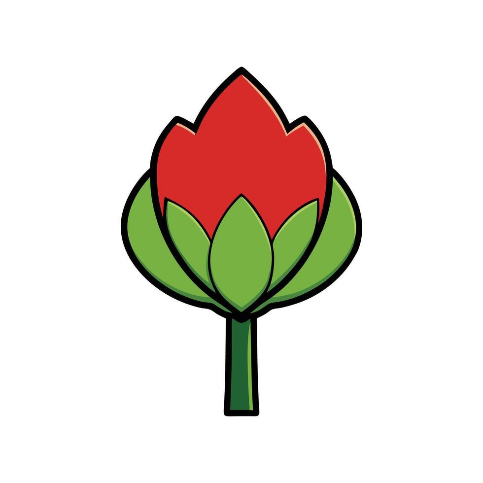 Tulip Tree Artistic Design. Cartoon Art Tree Illustration. vector